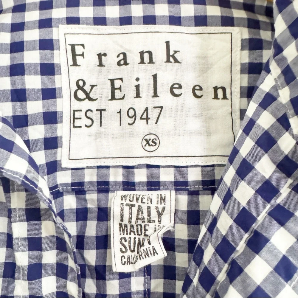 Frank & Eileen Barry Blue Gingham Button Front Top XS - Picture 6 of 13